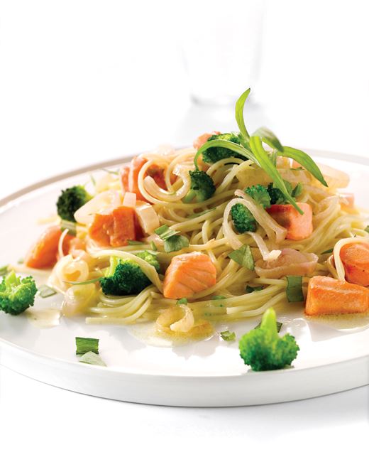 recipe image Capellinis au saumon et brocoli