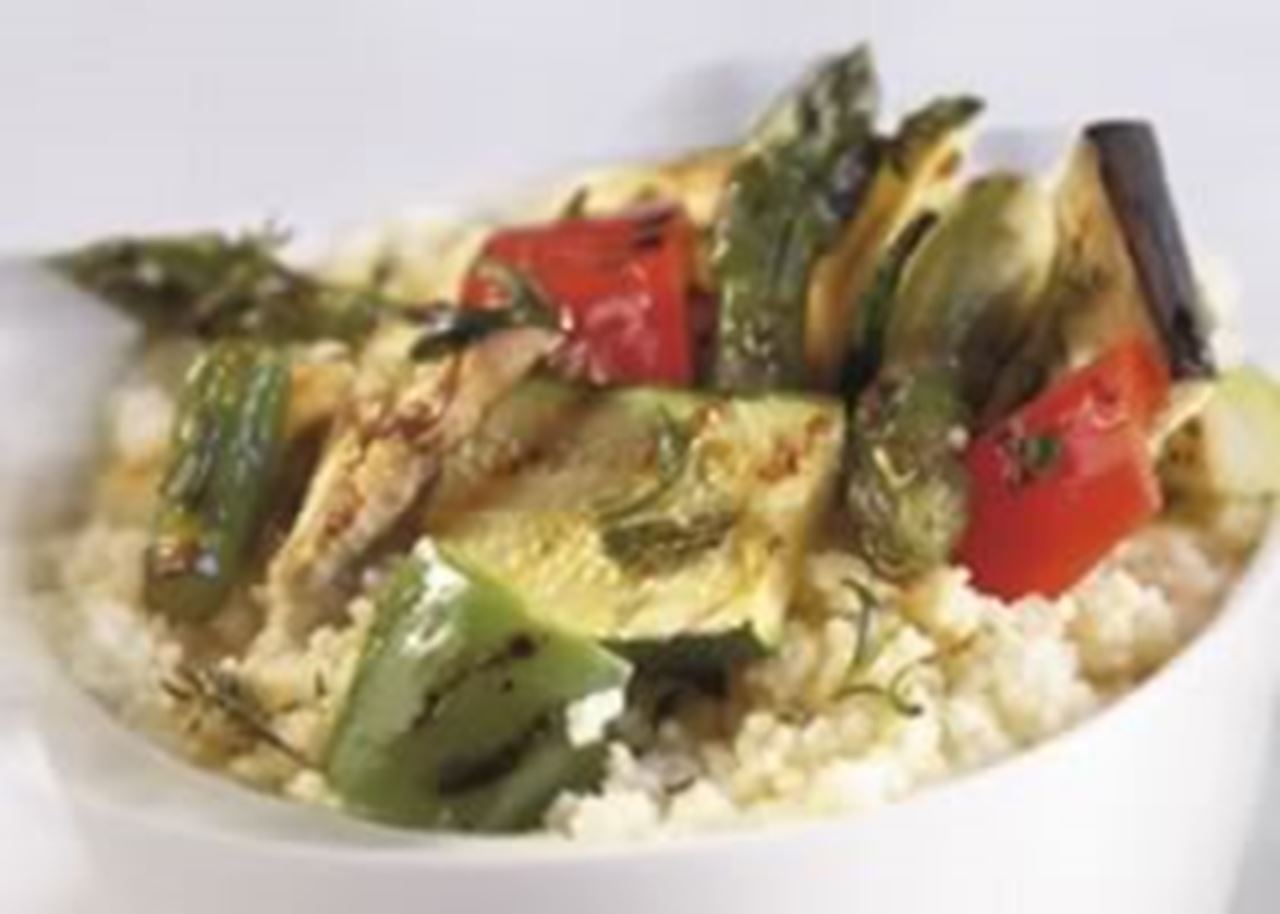 recipe image Salade de couscous tiède aux légumes grillés
