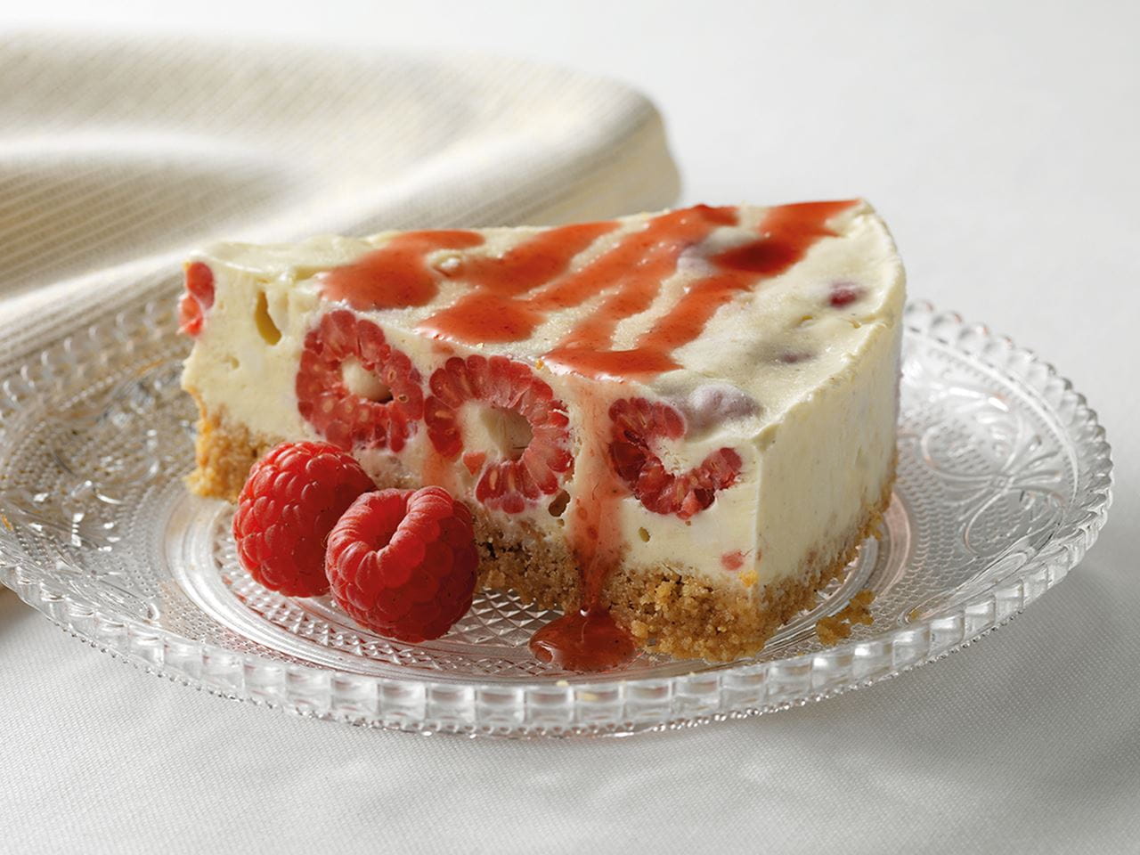 recipe image Meringue cheesecake aux framboises