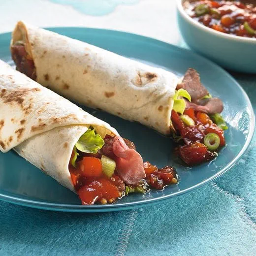 recipe image Wraps de rosbif et au chutney aux tomates