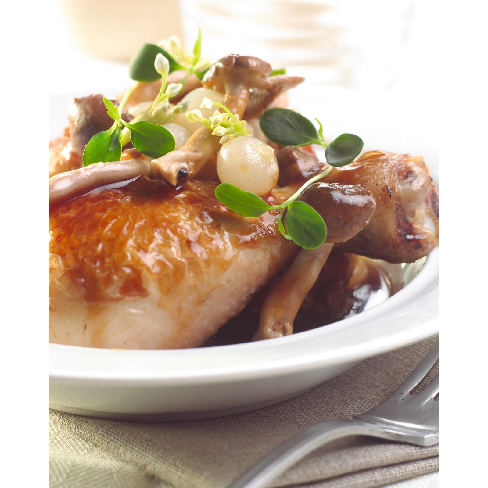recipe image Coq au Vin vite fait aux petits oignons et champignons