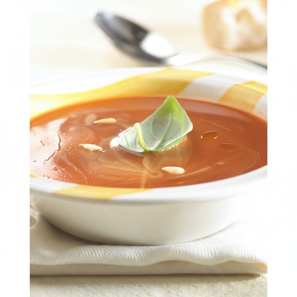 recipe image Potage de tomates frais avec ricotta et basilic