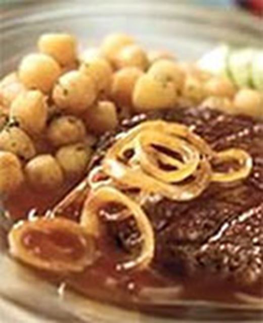 recipe image Steak aux oignons caramélisés