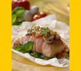 recipe image Saumon et lard en papillote