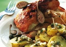 recipe image Salade de pommes de terre nouvelles et poussin au thym et au citron