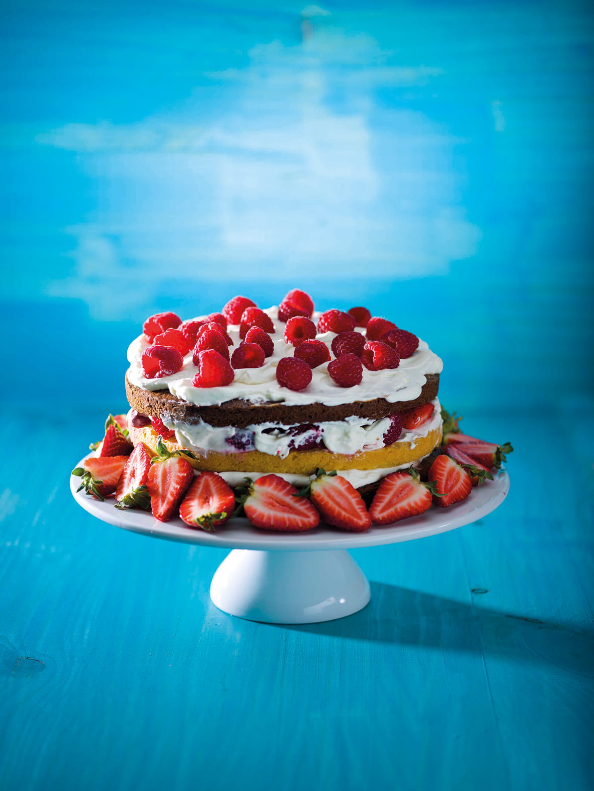 recipe image Gâteau 3 couches au chocolat et aux fruits