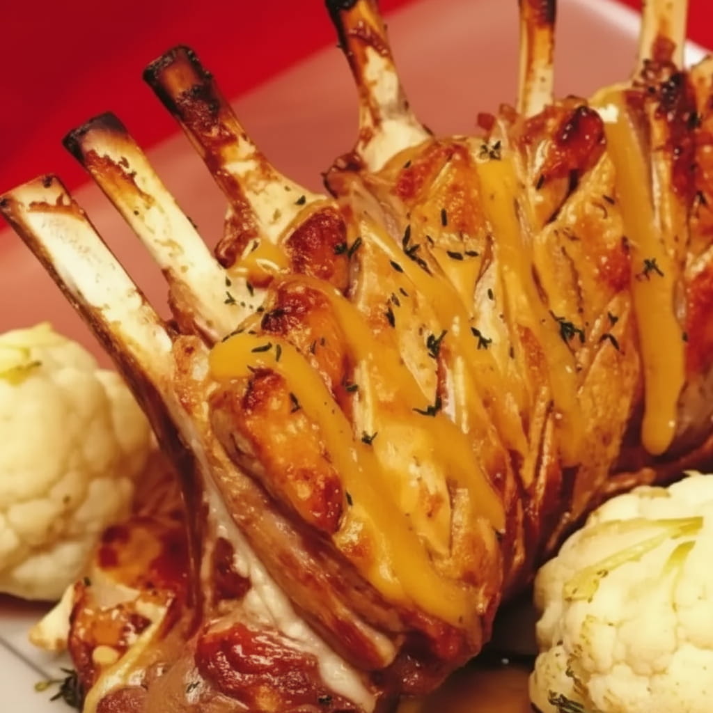 recipe image Carré d'agneau grillé au thym farci à l'emmental grand cru