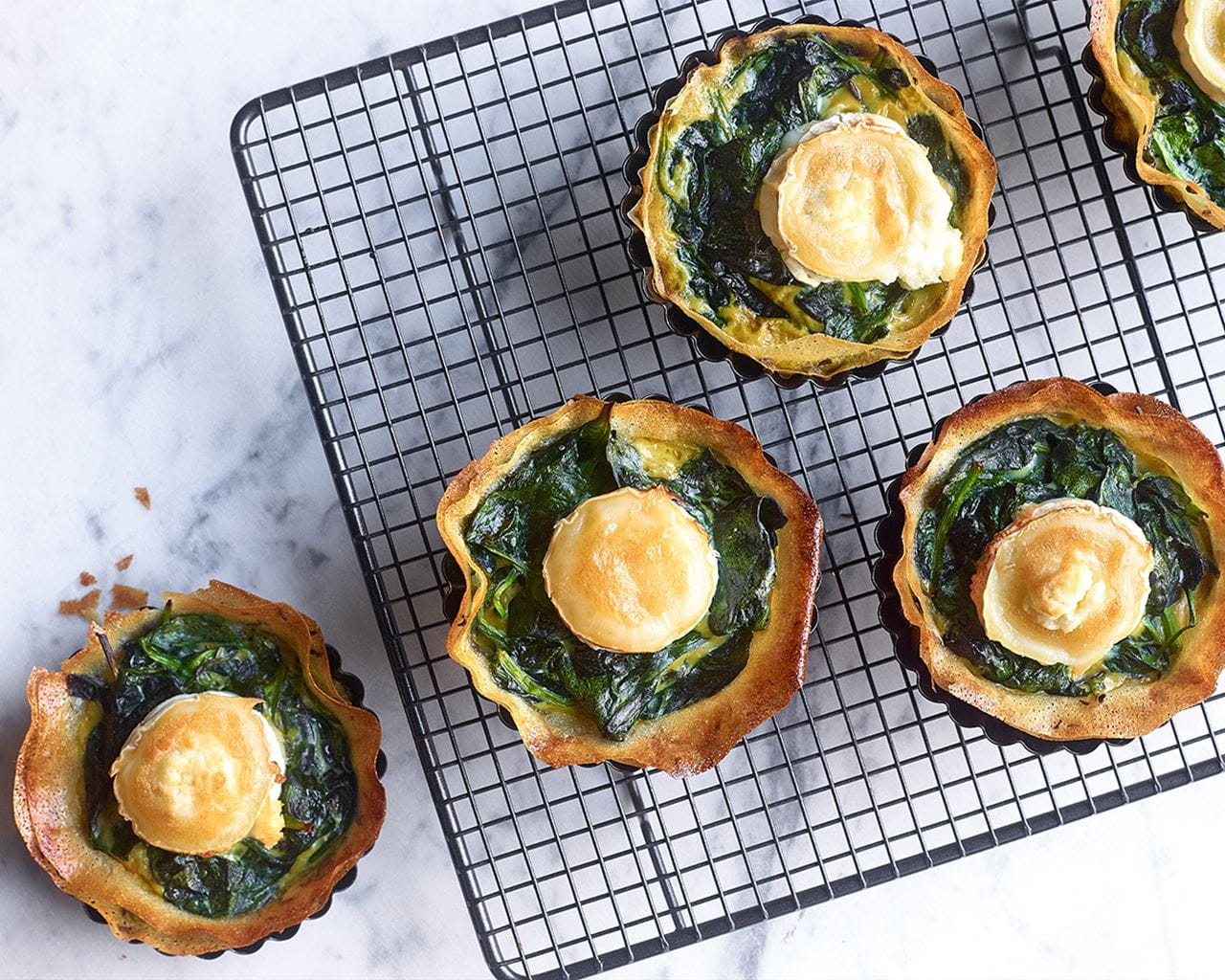 recipe image Mini-quiches au fromage de chèvre et épinards