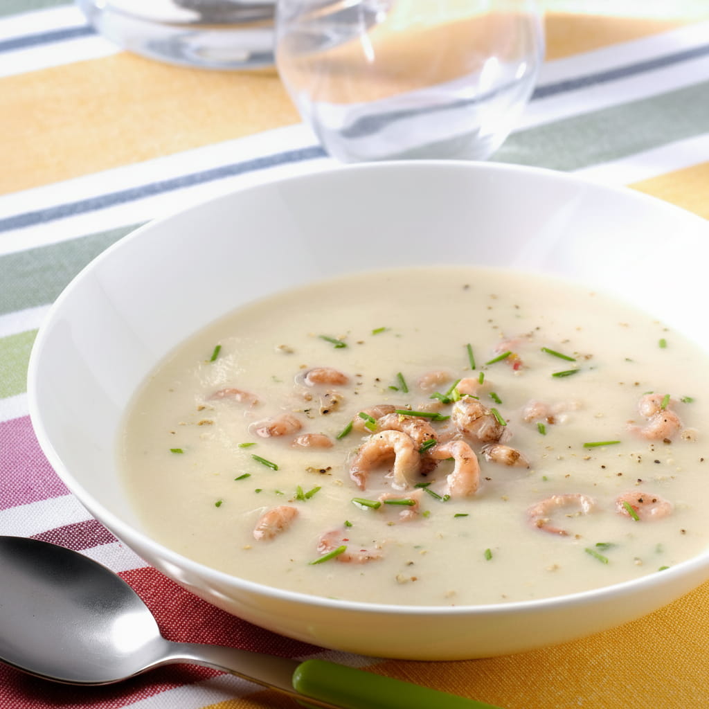 recipe image Potage crémeux aux chicons et aux crevettes