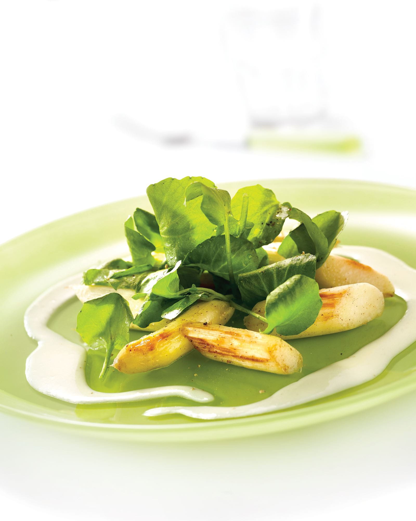 recipe image Asperges de Malines caramélisées et cresson