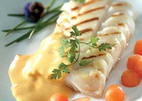 recipe image Filet de cabillaud grillé, sauce au melon