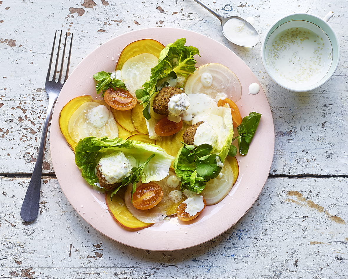 recipe image Falafels aux betteraves à la sauce tahini