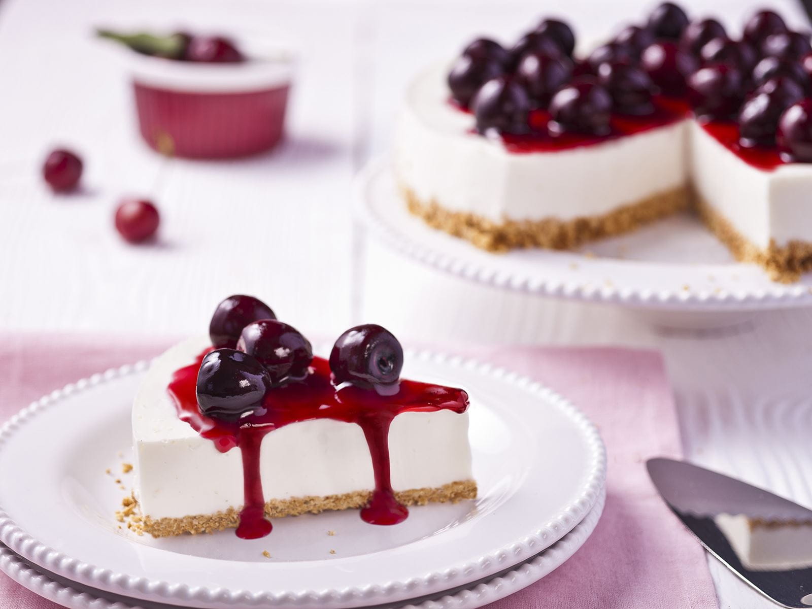 recipe image Gâteau cheesecake froid aux cerises