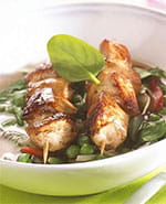 recipe image Brochettes de poulet au bouillon de volaille