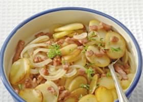 recipe image Pommes de terre poêlées aux lardons et oignons