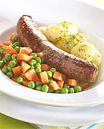 recipe image Saucisse de veau, pois et carottes