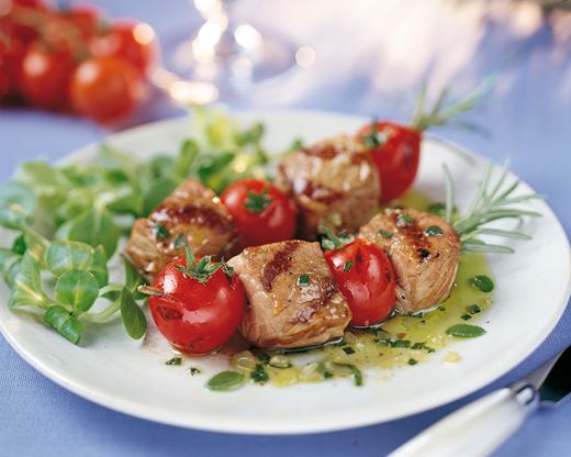 recipe image Brochettes de veau et tomate