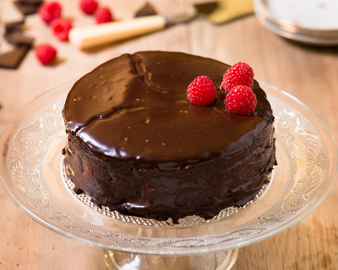 recipe image Gâteau façon brownie aux framboises