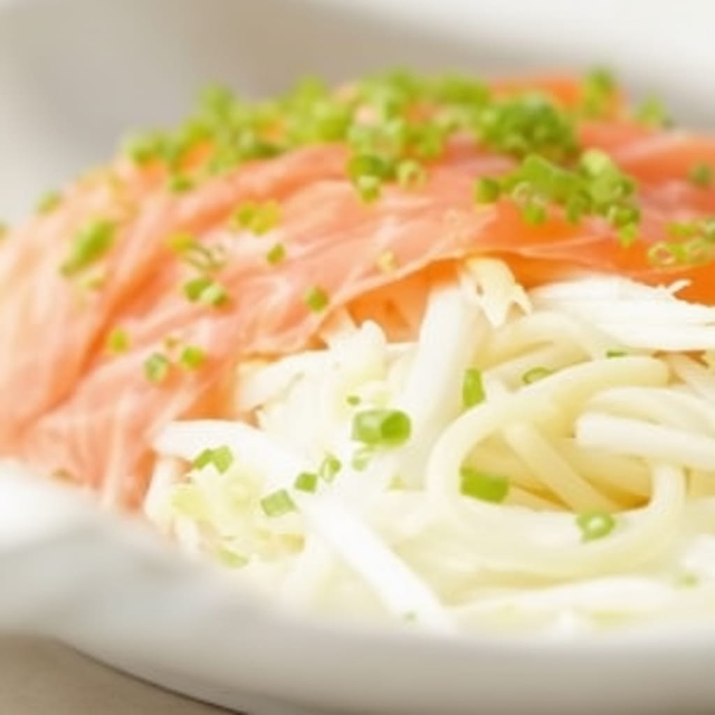 recipe image Spaghetti d'asperges et carpaccio de saumon écossais