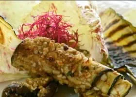 recipe image Emincés d'aubergines grillées en petite croûte de noix