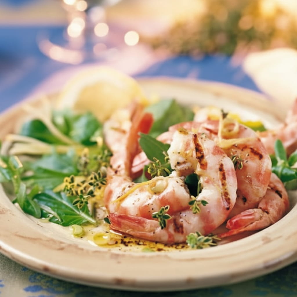 recipe image Salade aux gambas au zeste de citron