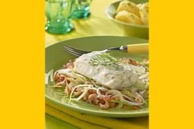 recipe image Filet de cabillaud sur un lit de petits légumes