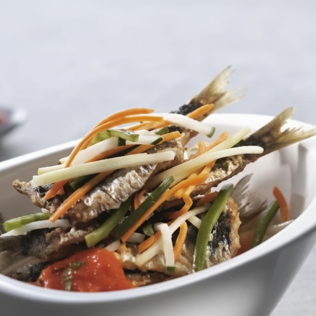 recipe image Sardines frites aux légumes marinés