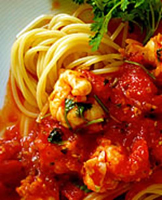recipe image Spaghetti aux crevettes et tomates
