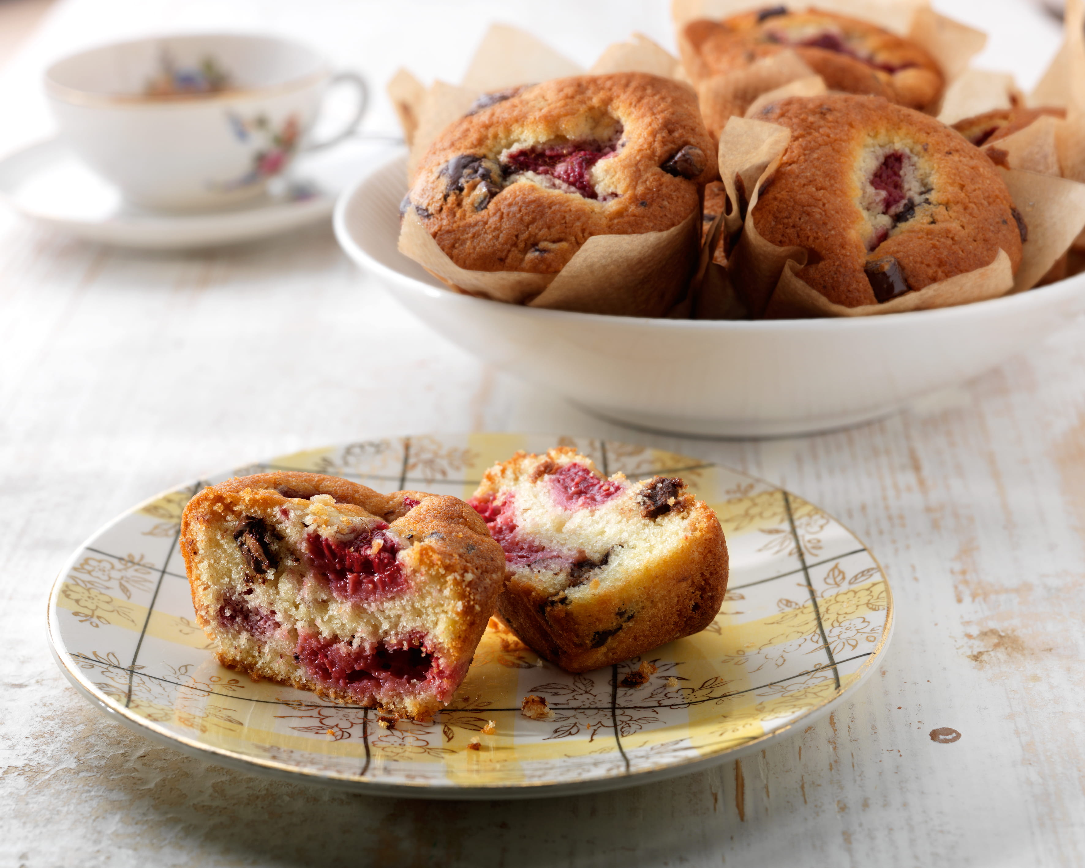 recipe image Muffins au chocolat noir et aux framboises