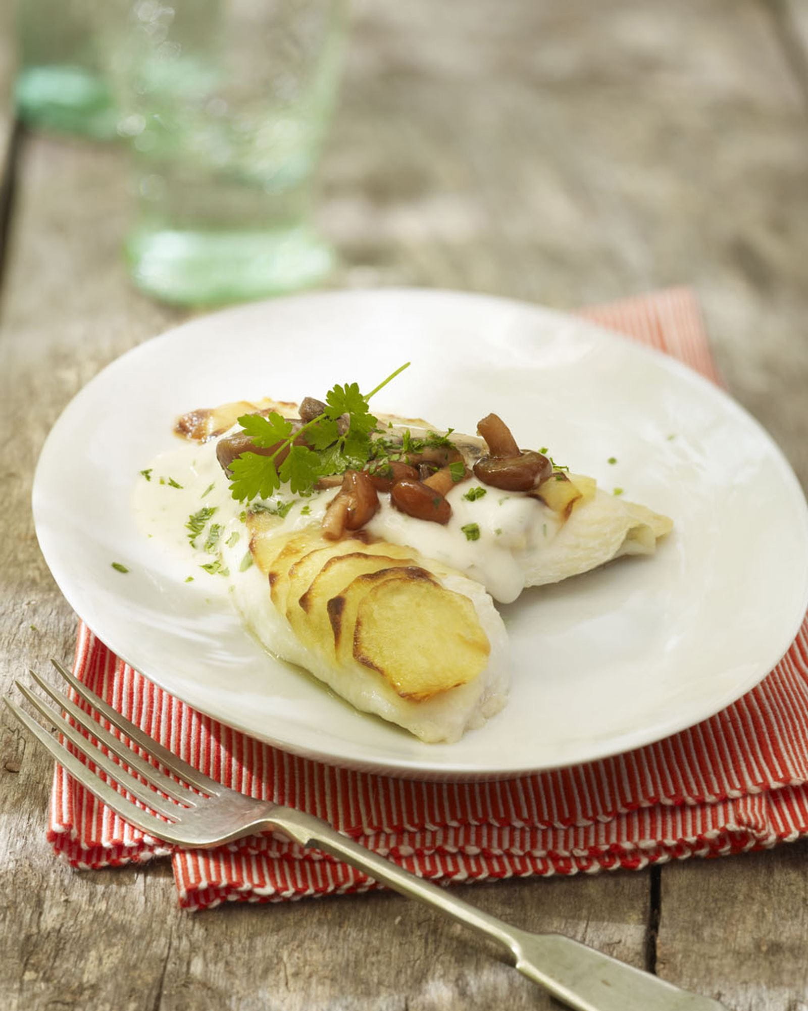 recipe image Poisson au four, pommes de terre et champignons