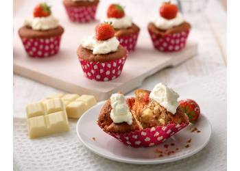 recipe image Cupcakes au chocolat blanc et aux fraises
