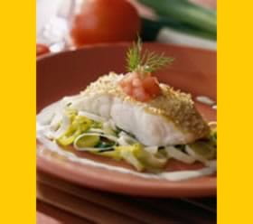 recipe image Alaska Pollakfilet met prei en Hoegaarden