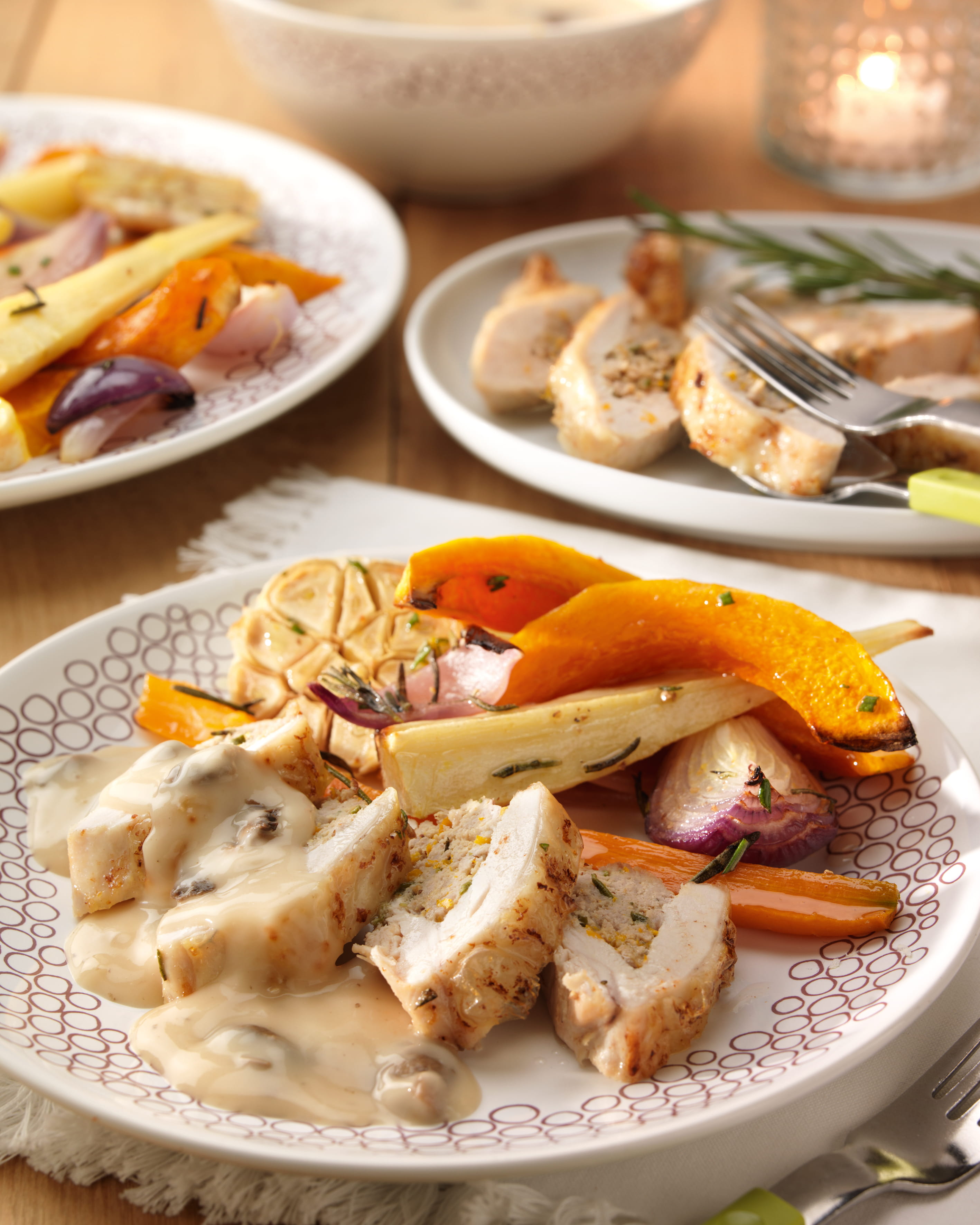 recipe image Gevulde parelhoenfilet met champignonsaus