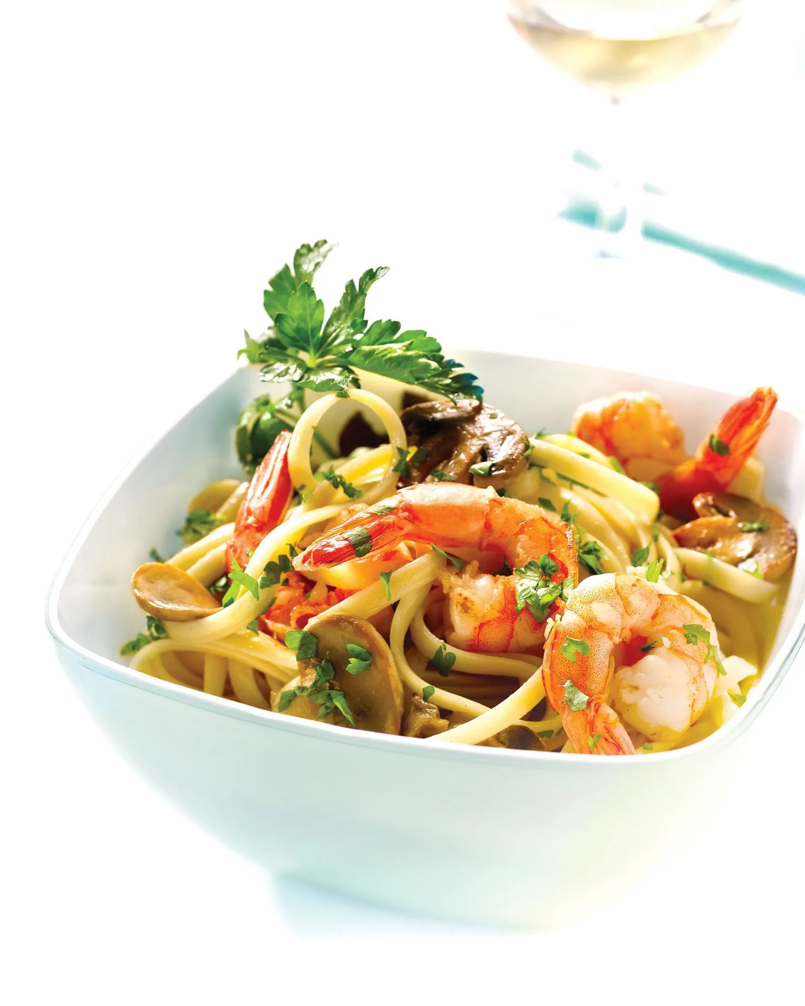 recipe image Linguini met champignons en scampi’s