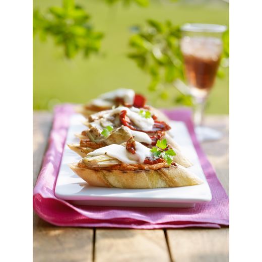 recipe image Bruchetta met pesto di Ricotta en gegrilde groenten