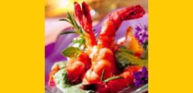 recipe image Scampis met spinazie-kruidensaus en rijst