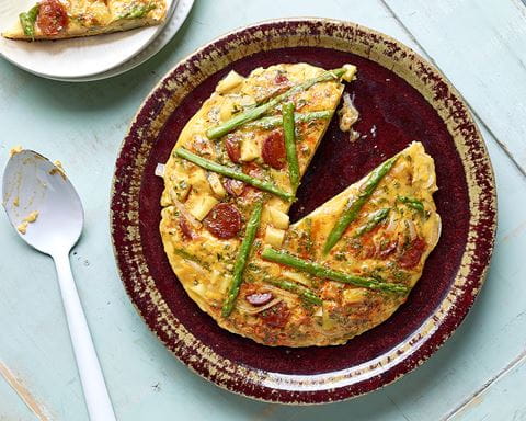 recipe image Aardappeltortilla met chorizo en groene asperges