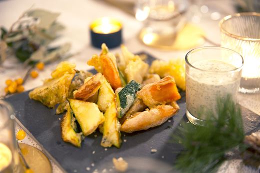 recipe image Groentefrietjes in tempura met limoenmayonaise