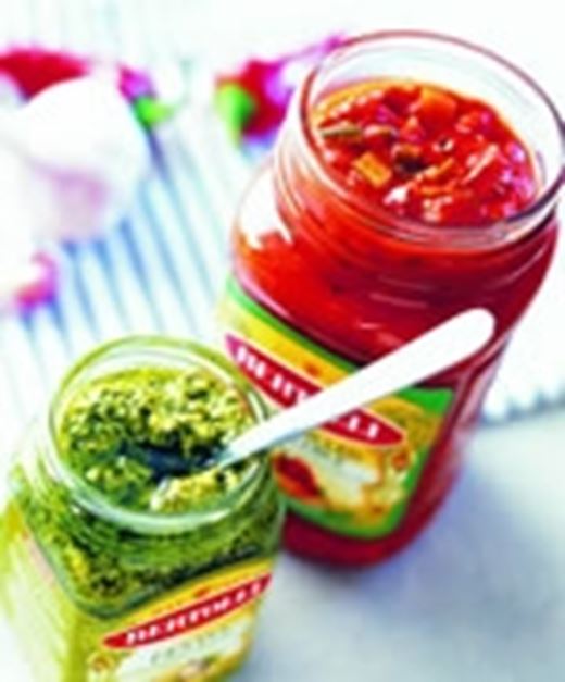 recipe image Pesto rosso penne met worstjes