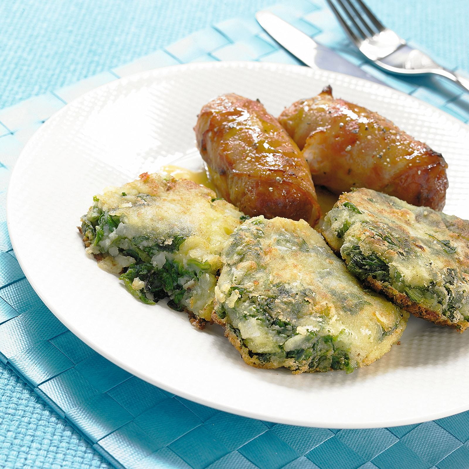 recipe image Bubble & squeak met honing-mosterdworstjes