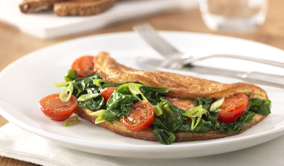 recipe image Omelet met spinazie en cherrytomaten