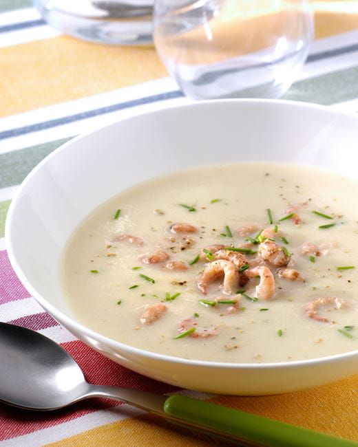 recipe image Witlofroomsoep met garnalen