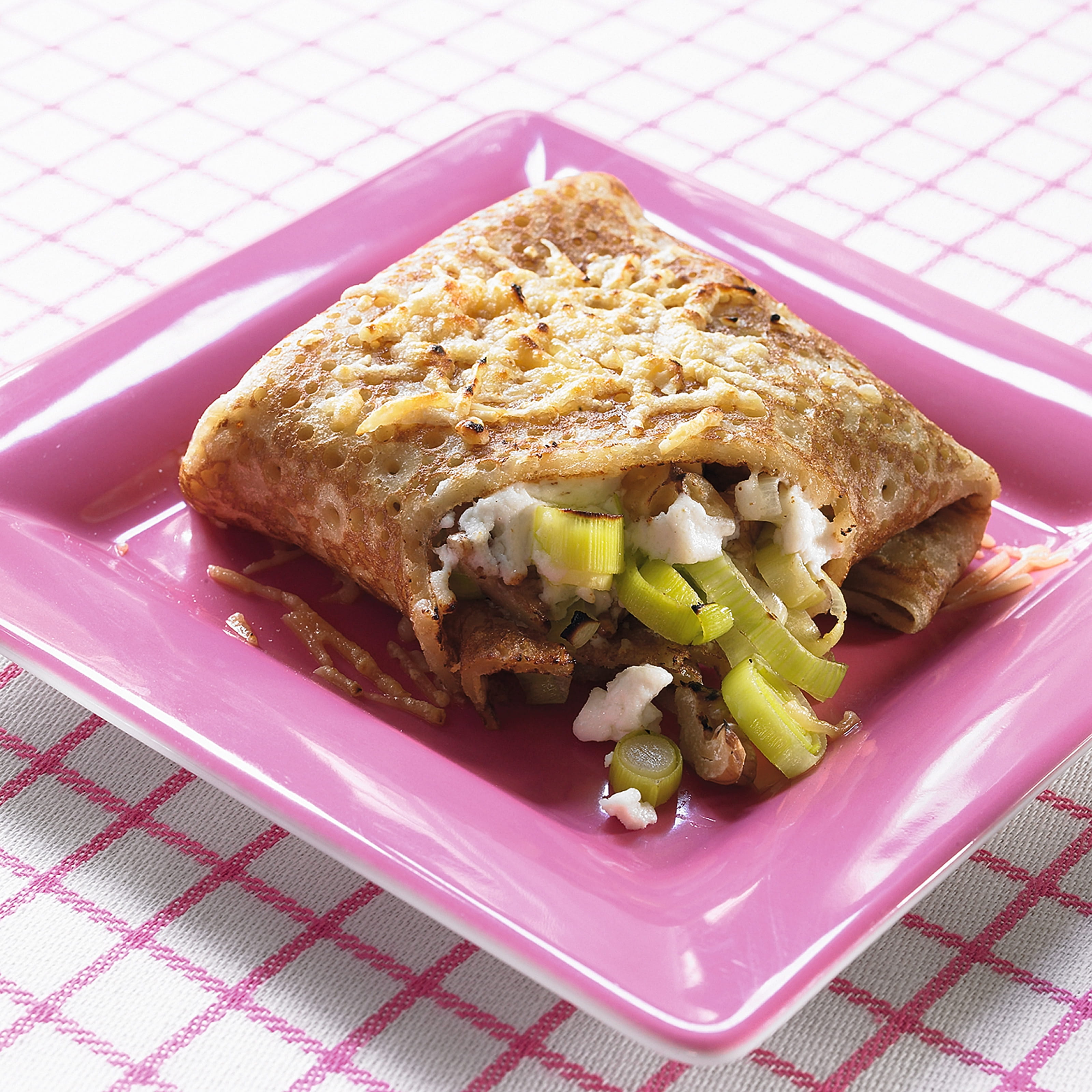 recipe image Flensjes met prei en geitenkaas