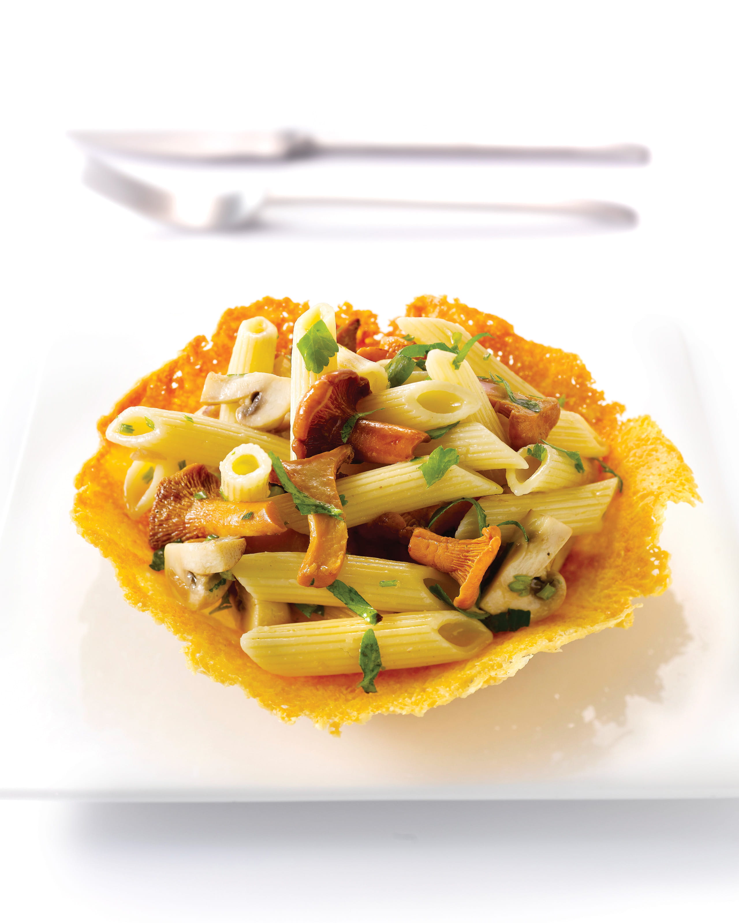 recipe image Penne met gebakken boschampignons en truffelolie