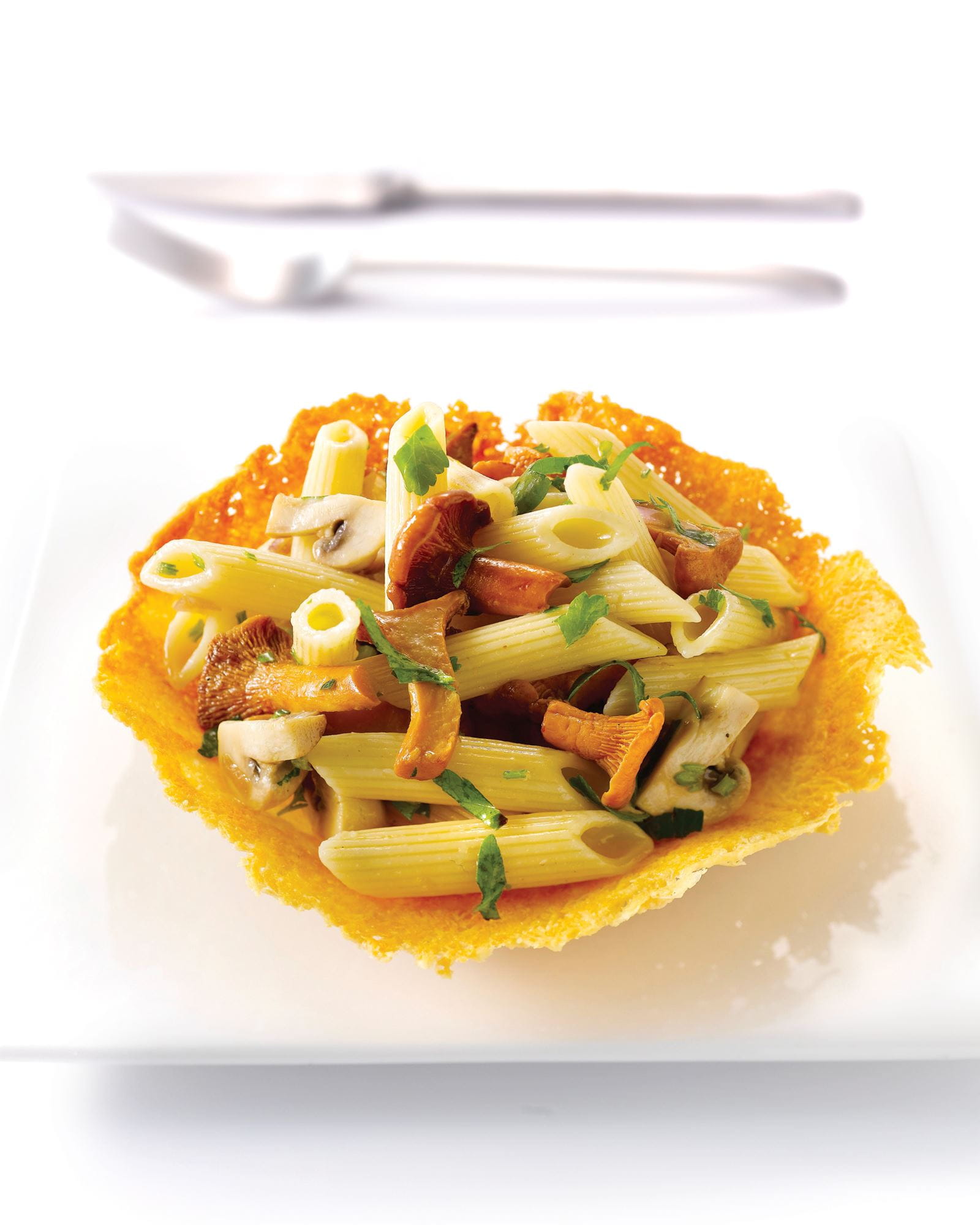 recipe image Penne met gebakken boschampignons en truffelolie