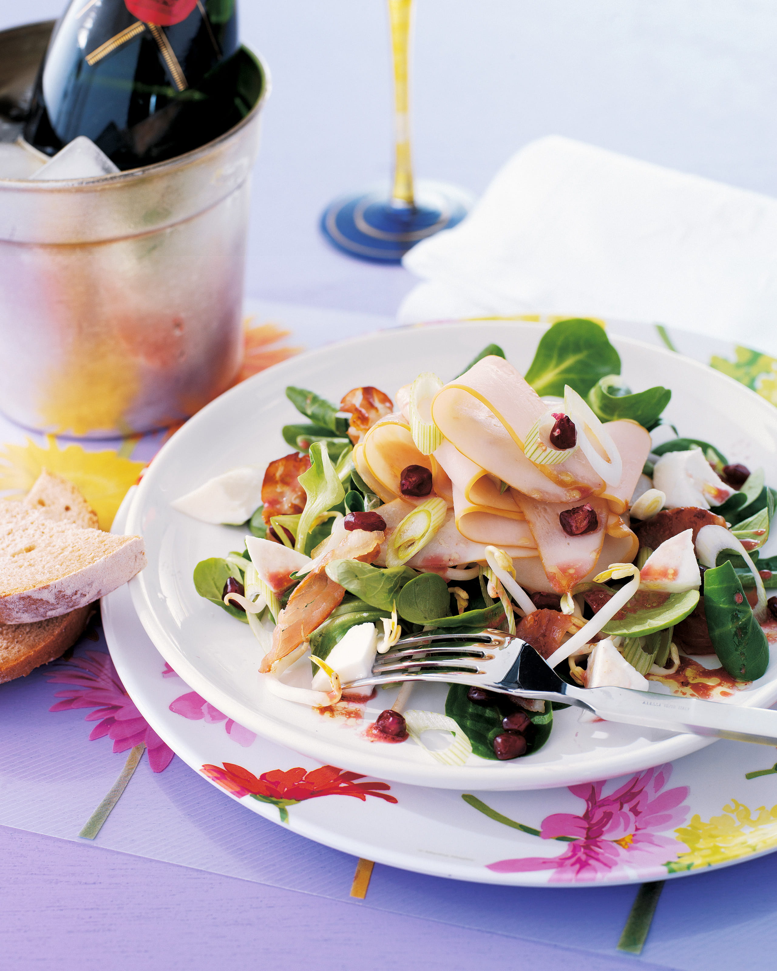 recipe image Veldsla met gerookte kip & grenadinedressing