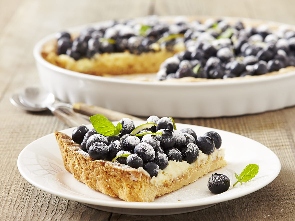 recipe image Taart met witte chocolade en bosbessen