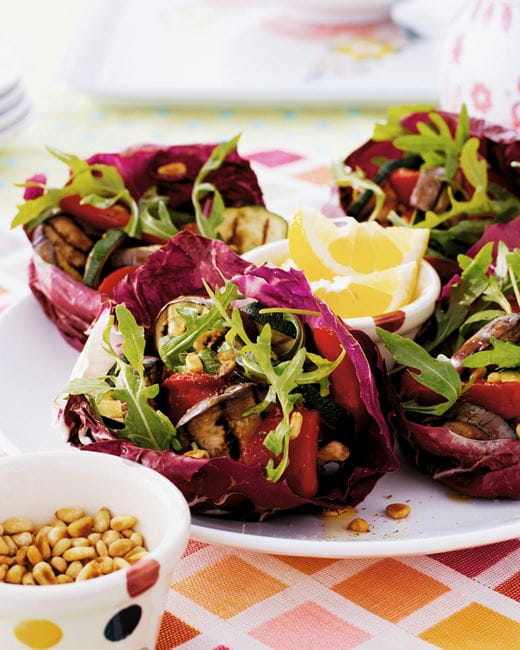 recipe image Salade van geroosterde paprika, courgette en aubergine