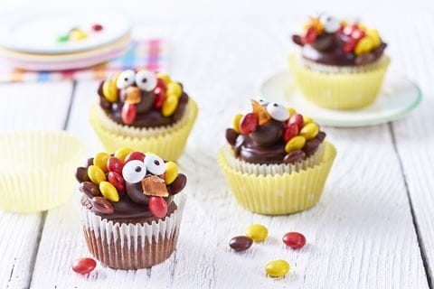 recipe image Cupcakes met vrolijke kalkoenen