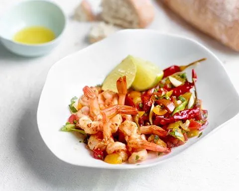recipe image Scampi met salsa van kerstomaten